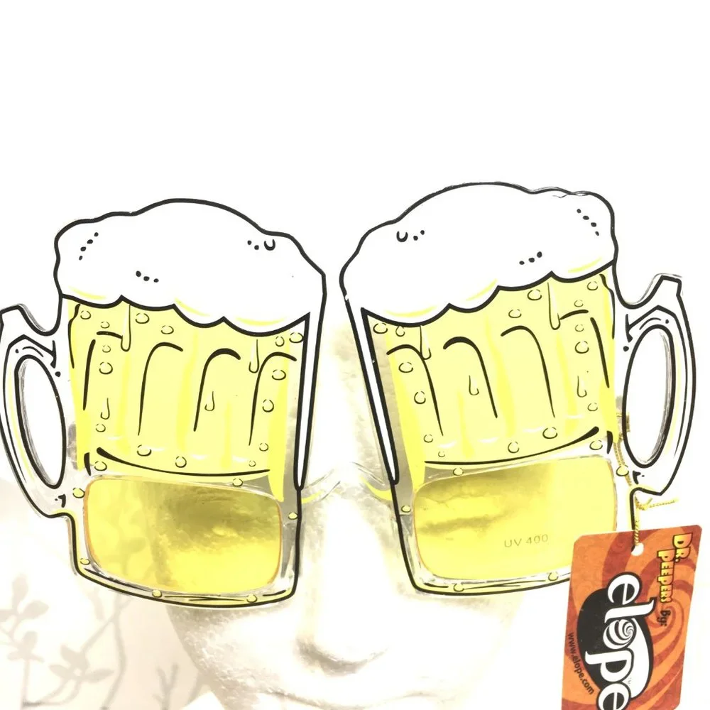 Beer Mug Yellow Adult Costume Novelty Sun Glasses NWT
